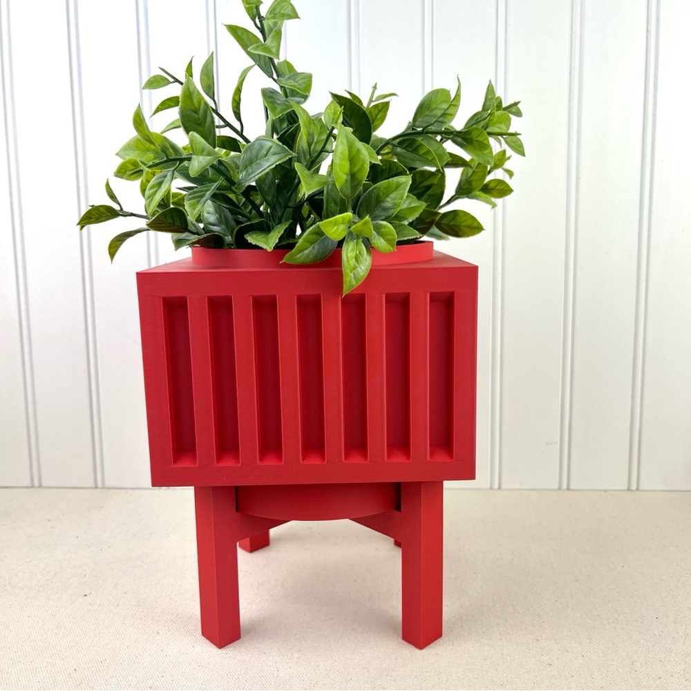 Larix Planter Pot, Indoor Planter w/ Drainage Hole and Drip Tray